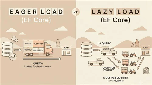 مقایسه Eager Loading و Lazy Loading در Entity Framework Core