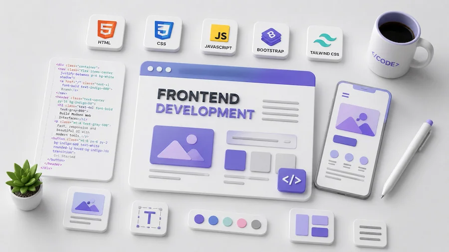 توسعه فرانت‌اند با HTML, CSS, Js و فریمورک‌های Bootstrap و Tailwind